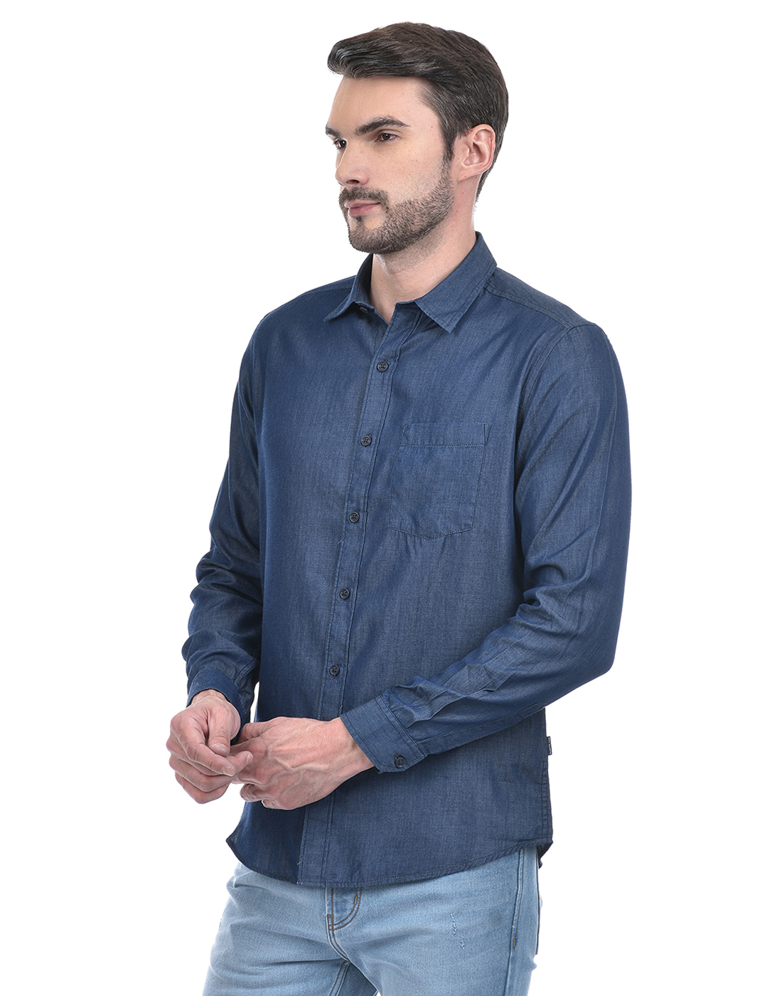Numero Uno Men Solid Blue Shirt